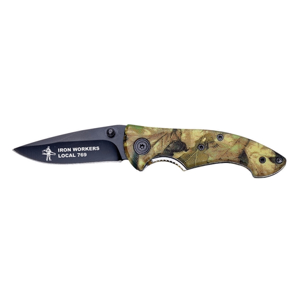 Pocket knife with 3 3/4" textured camouflage handle with a 2... from ASI 46170 Compass Industries Inc