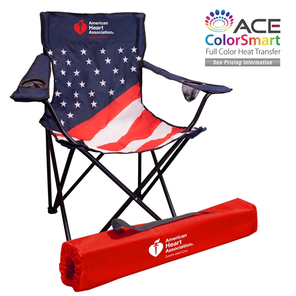 Outdoor folding chair. Heavy duty steel frame, polyester fabric, 2 cup... from ASI 30112 ACE Products / Ace Line