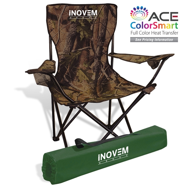 Outdoor folding chair. Heavy duty steel frame, polyester fabric, 2 cup... from ASI 30112 ACE Products / Ace Line