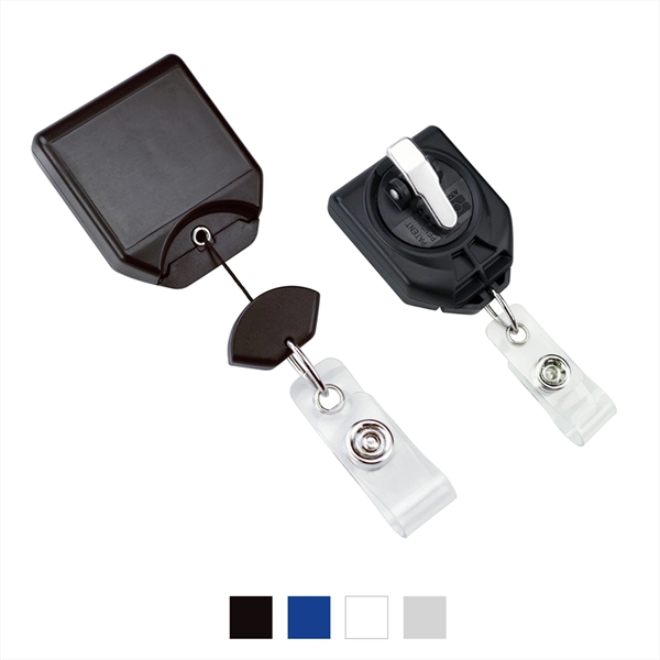 1.31" x 3.75" square ABS plastic badge reel with belt and... from ASI 62088 IDProductsource