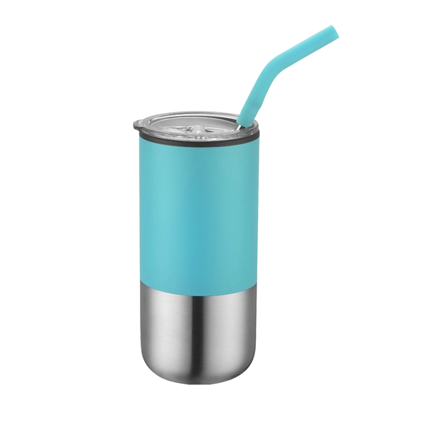 16 Oz Vacuum Sealed Tumbler with Stainless Steel Straw... from ASI 79535 Primetime / Primetime