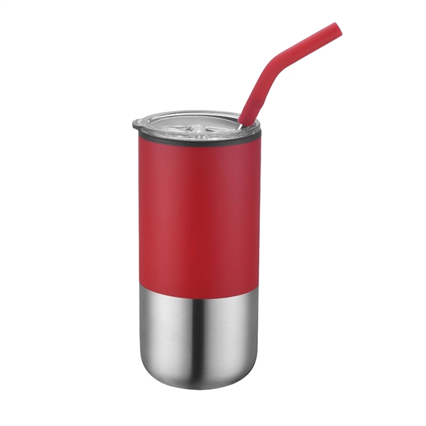 16 Oz Vacuum Sealed Tumbler with Stainless Steel Straw... from ASI 79535 Primetime / Primetime