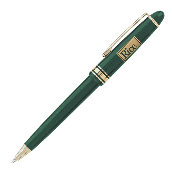 Click-action plastic ballpoint pen with a solid color barrel and gold... from ASI 68190 Lungsal / Lungsal