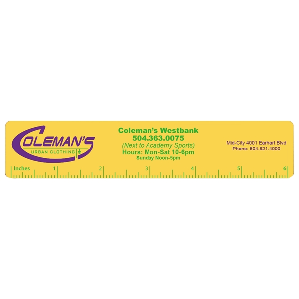 6" White Styrene ruler with a full color imprint.... from ASI 56100 Gemini Ind Inc / Geminiline