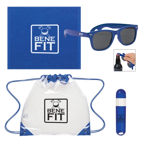 Clear drawstring bag with multiple items for a fun day outdoors.... from ASI 61125 Hit Promotional Products / Hit®