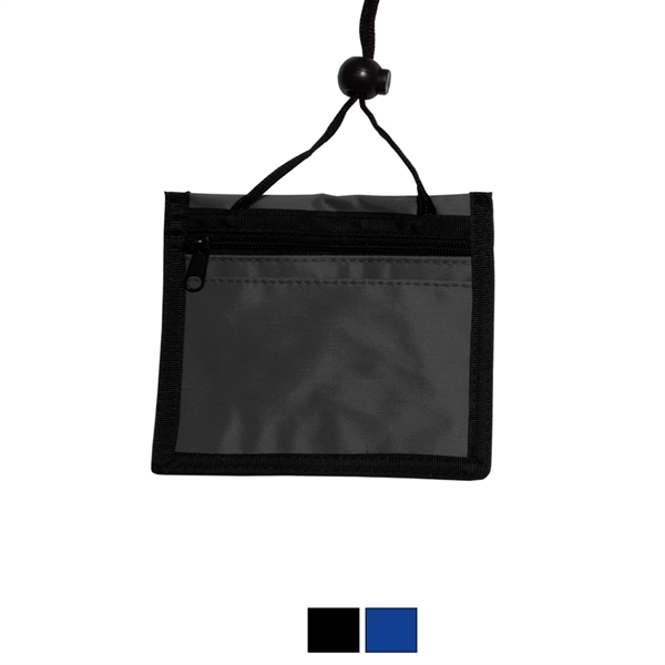 5" x 4.25" nylon three-pocket zippered neck wallet with clear ID... from ASI 62088 IDProductsource