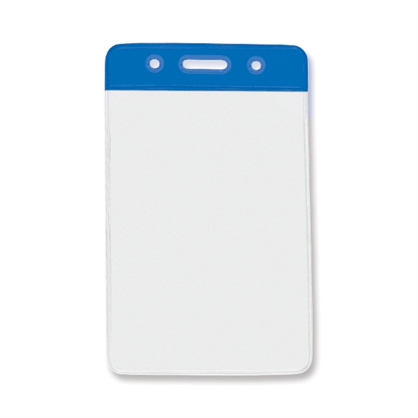 2.66" x 4.25" clear vinyl vertical badge holder with color bar.... from ASI 62088 IDProductsource