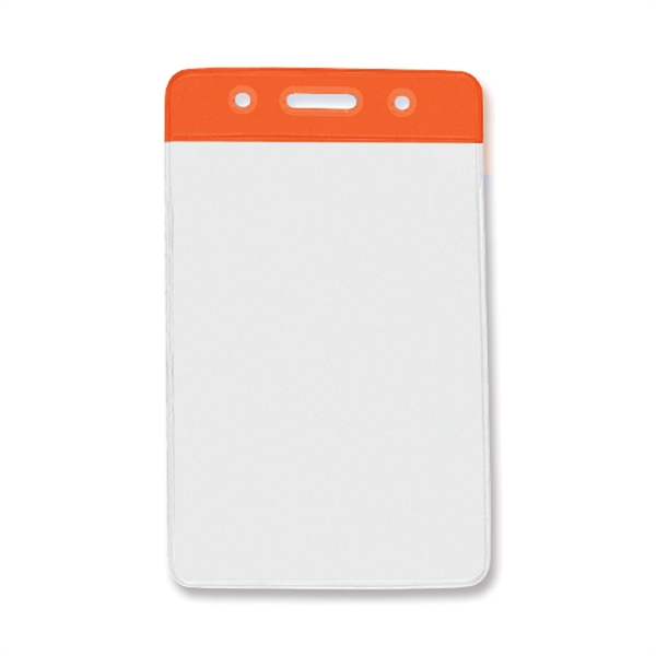 2.66" x 4.25" clear vinyl vertical badge holder with color bar.... from ASI 62088 IDProductsource