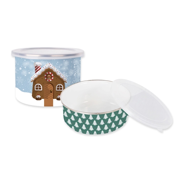 5.5" custom printed enamel bowl with lid.... from ASI 92531 Unique Custom Products / UCP