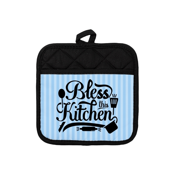 7.75" custom printed pot holder with non-slip rubber back and pocket.... from ASI 92531 Unique Custom Products / UCP