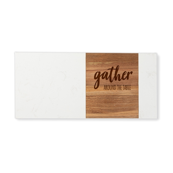 7" x 15" rectangular marble and acacia wood cutting board.... from ASI 92531 Unique Custom Products / UCP