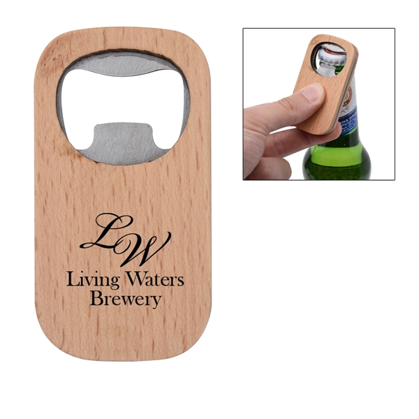 Bamboo bottle opener for quickly cracking into a drink with style.... from ASI 61125 Hit Promotional Products / Hit®