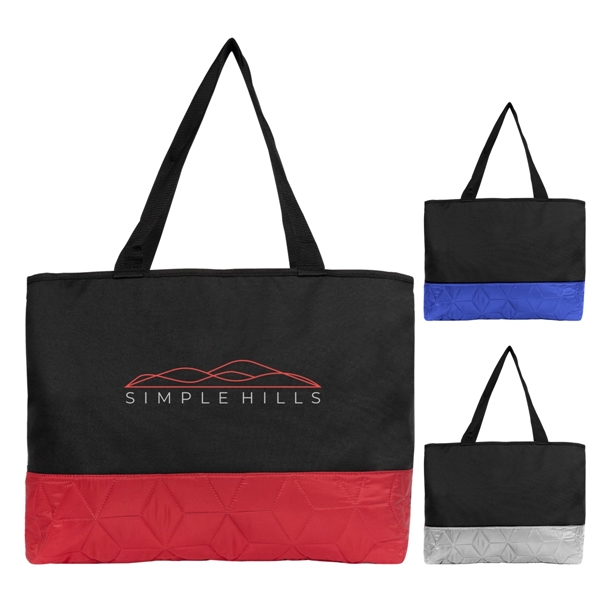Quilted tote bag with large zippered compartment and 29" handles.... from ASI 61125 Hit Promotional Products / Hit®