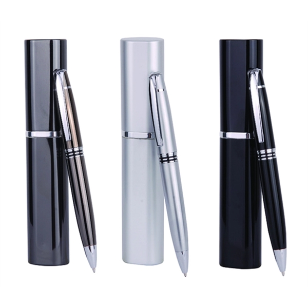 Twist action metal pen with matching case set and laser engrave... from ASI 37218 Athena Promo (tm)