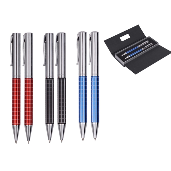 Executive metal ballpoint pen and pencil set with laser engrave on... from ASI 37218 Athena Promo (tm)