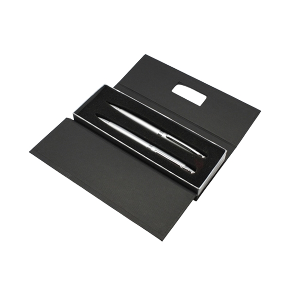 Executive metal ballpoint pen and pencil set with shiny metal accents... from ASI 37218 Athena Promo (tm)