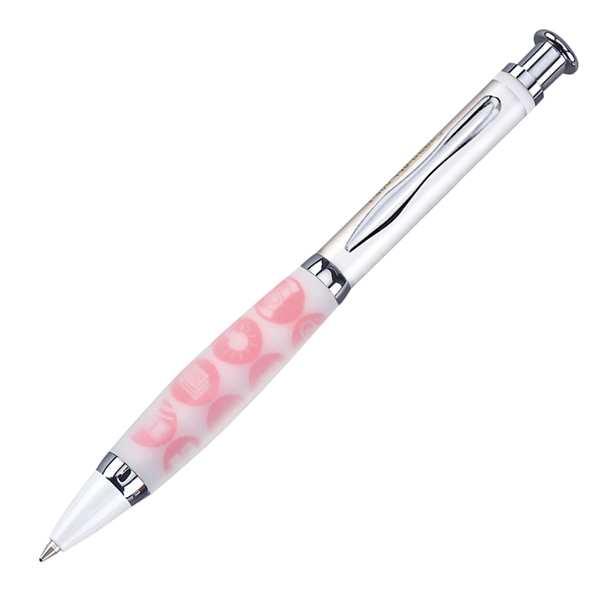 Solid brass click-action pen with a metallic white finish and ultra-soft... from ASI 68190 Lungsal