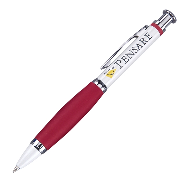 Solid brass click-action pen with a metallic white finish and ultra-soft... from ASI 68190 Lungsal