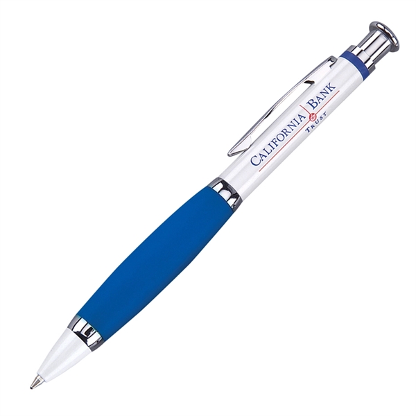 Solid brass click-action pen with a metallic white finish and ultra-soft... from ASI 68190 Lungsal