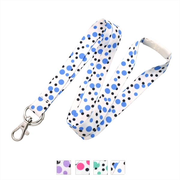 5/8" wide fabric lanyard with polka dot print and lobster claw-style... from ASI 62088 IDProductsource