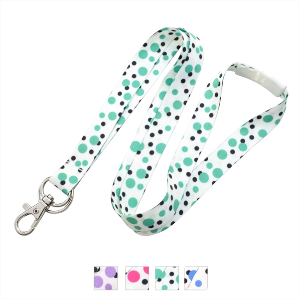 5/8" wide fabric lanyard with polka dot print and lobster claw-style... from ASI 62088 IDProductsource