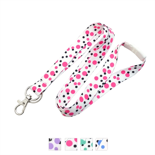 5/8" wide fabric lanyard with polka dot print and lobster claw-style... from ASI 62088 IDProductsource