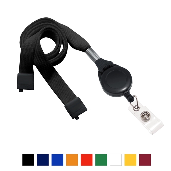 5/8" thick 34" flat tubular lanyard with breakaway badge reel.... from ASI 62088 IDProductsource