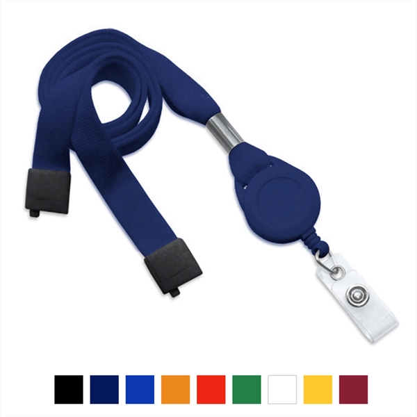 5/8" thick 34" flat tubular lanyard with breakaway badge reel.... from ASI 62088 IDProductsource