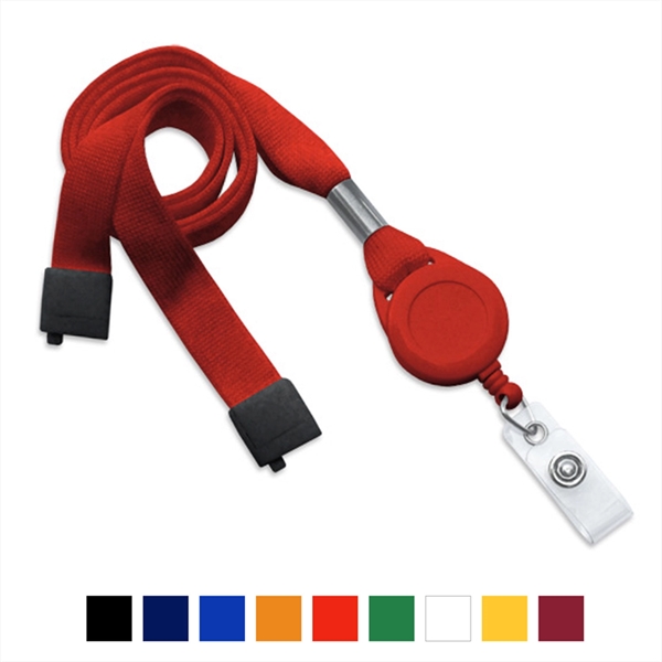 5/8" thick 34" flat tubular lanyard with breakaway badge reel.... from ASI 62088 IDProductsource