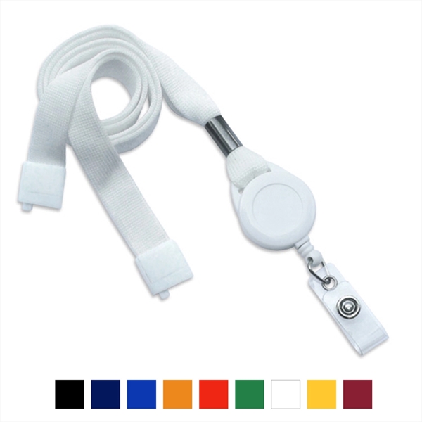 5/8" thick 34" flat tubular lanyard with breakaway badge reel.... from ASI 62088 IDProductsource