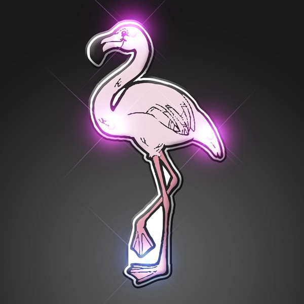 Blank or imprinted. Flamingo flashy blinky lights pins with military clutch.... from ASI 34194 ALightPromos / Alight Promotional Products