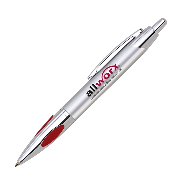 Ballpoint pen with twist-action mechanism, protruding cushion grip and silver barrel... from ASI 68190 Lungsal / Lungsal