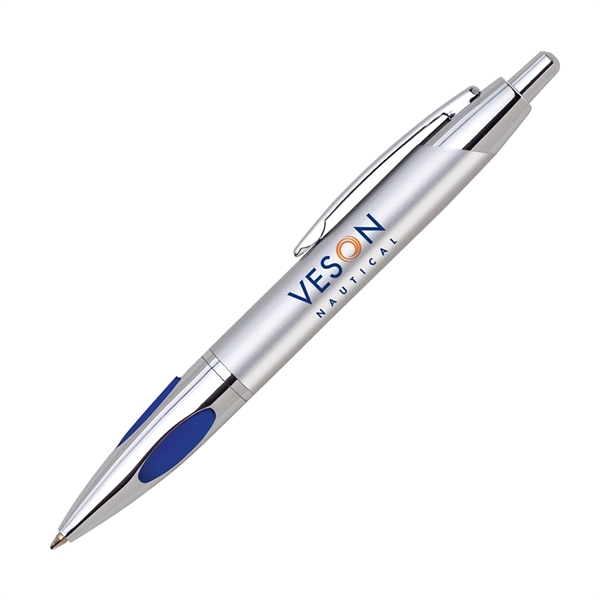 Ballpoint pen with twist-action mechanism, protruding cushion grip and silver barrel... from ASI 68190 Lungsal / Lungsal