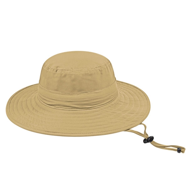 Polyester boonie-style unstructured cap with full brim and corded chin strap.... from ASI 43792 Cap America Inc