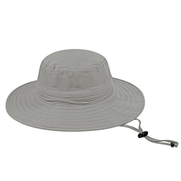 Polyester boonie-style unstructured cap with full brim and corded chin strap.... from ASI 43792 Cap America Inc