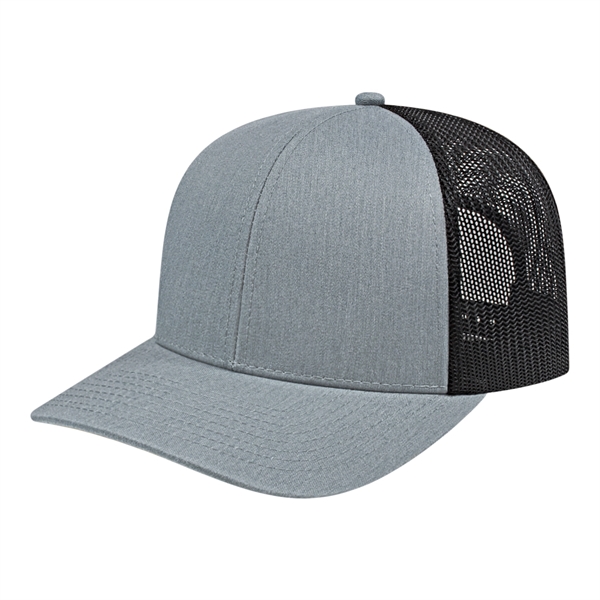 Medium profile six panel structured polyester and cotton blend cap with... from ASI 43792 Cap America Inc