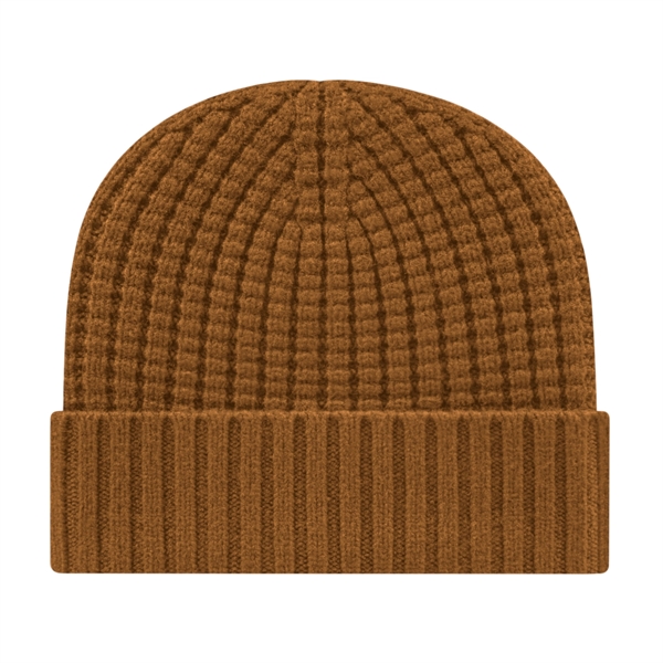 Premium blend knit cap with waffle crown and tonal CA emblem... from ASI 43792 Cap America Inc