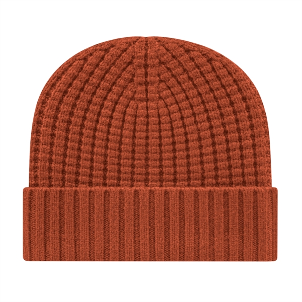 Premium blend knit cap with waffle crown and tonal CA emblem... from ASI 43792 Cap America Inc