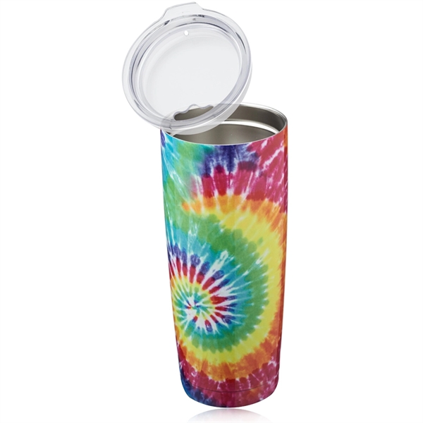 20 oz. stainless steel tumbler with transparent lid, tie dye design... from ASI 39552 BEL Promo