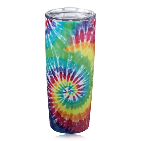 20 oz. stainless steel tumbler with transparent lid, tie dye design... from ASI 39552 BEL Promo