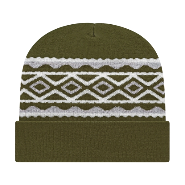 Diamond Pattern Knit Cap with Cuff... from ASI 43792 Cap America Inc