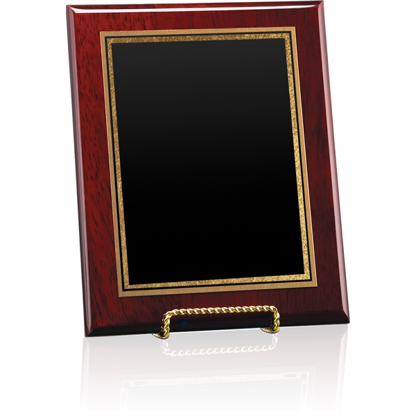 Plaque with accented wood trim, black aluminum face and pre-drilled hole... from ASI 71920 Moderne Glass Company Inc / Glass America®
