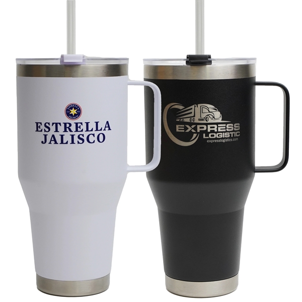 40 oz stainless steel, double-walled, & vacuum-sealed tumbler with a powder... from ASI 61966 HPG / Best Promotions USA