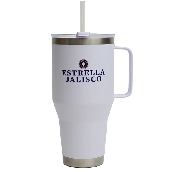 40 oz stainless steel, double-walled, & vacuum-sealed tumbler with a powder... from ASI 61966 HPG / Best Promotions USA