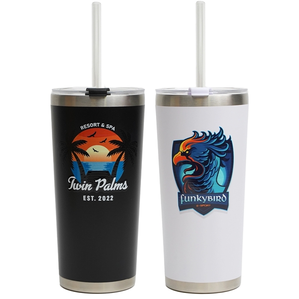Classic stainless steel, double-walled, & vacuum-sealed 20 oz tumbler with a... from ASI 61966 HPG / Best Promotions USA