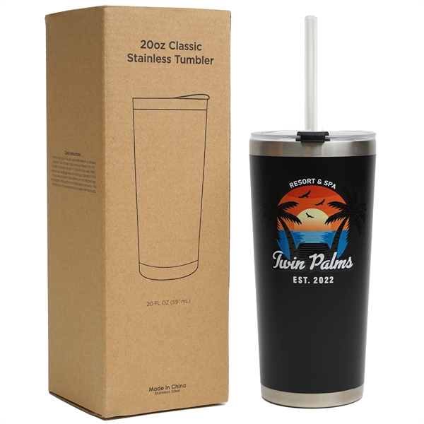 Classic stainless steel, double-walled, & vacuum-sealed 20 oz tumbler with a... from ASI 61966 HPG / Best Promotions USA