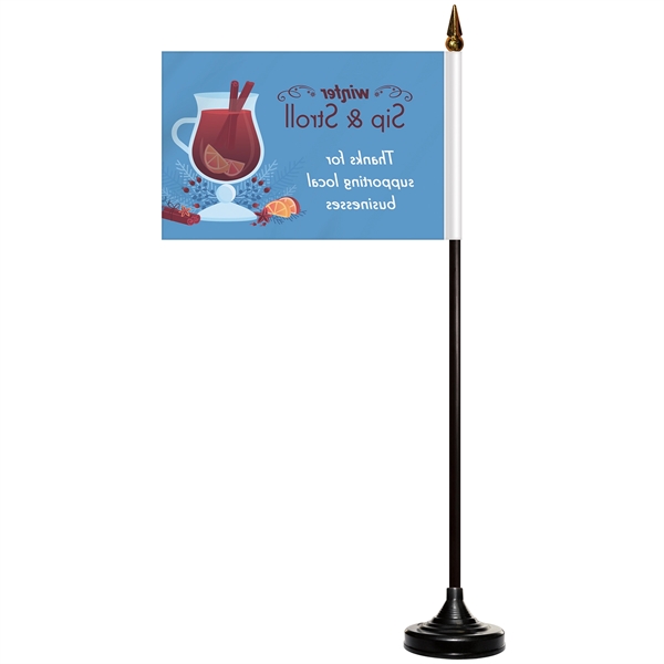 4" x 6" single reverse polyester stick flag on a 10"... from ASI 80228 Quinn