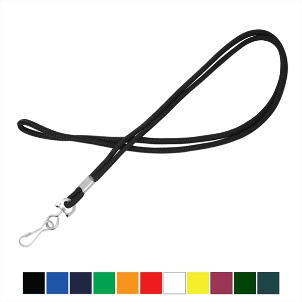 Round braid lanyard, black with swivel hook attachment. Blank.... from ASI 62088 IDProductsource