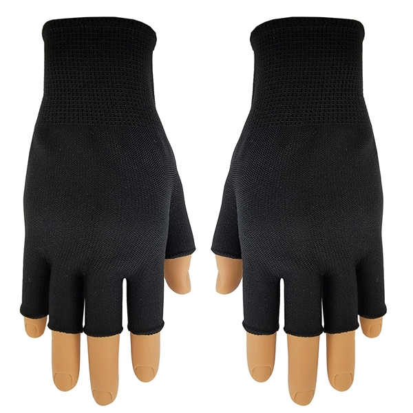 Fingerless white palm gripper gloves made of 90% polyester.... from ASI 90160 Suntex Industries