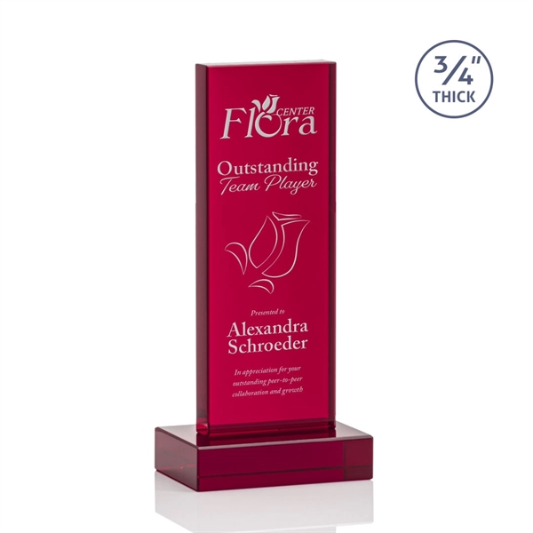 The Marvelous Hathaway Award features a striking Ruby Crystal Tower mounted... from ASI 84592 St Regis Group / St Regis